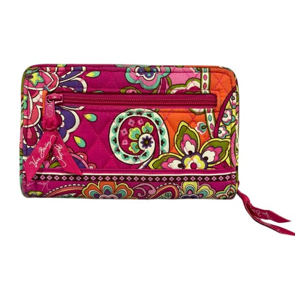 Vera Bradley Women's Cotton RFID Turnlock Wallet - Pink Swirls - Picture 3 of 12